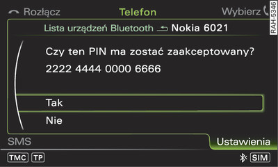 Wskazanie PIN w celu wpisania do telefonu komórkowego